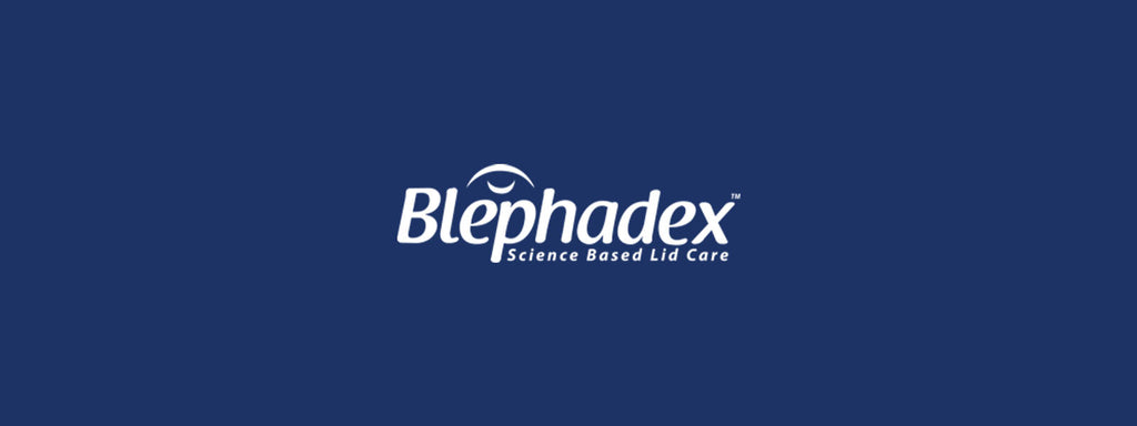 Blephadex eyelid wipes box with tea tree and coconut oil beside a clean, folded wipe